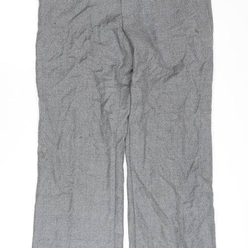 Reiss Women's Grey Wool Wide-Leg Trousers Size 34
