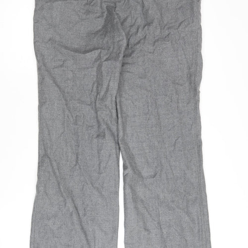 Reiss Women's Grey Wool Wide-Leg Trousers Size 34