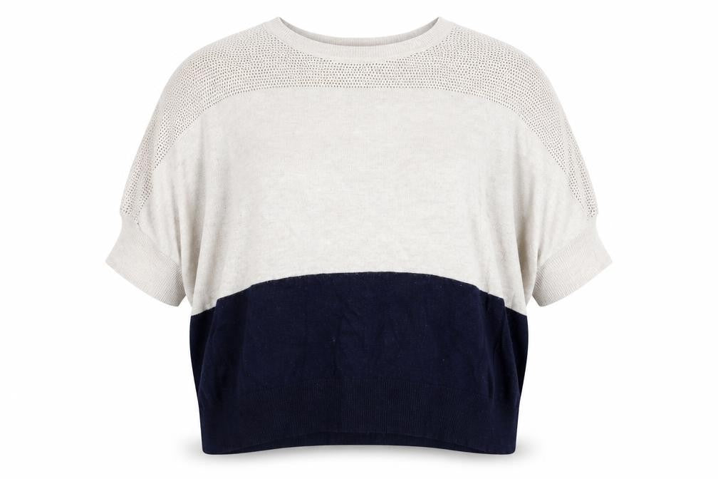 Front view of Phase Eight Women's Beige Blue Oversized Jumper S/M