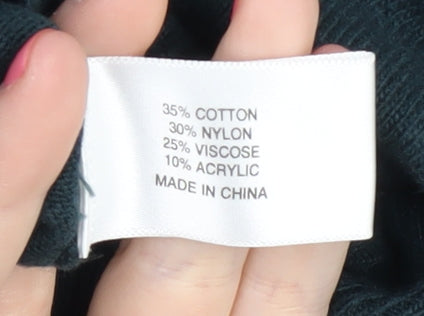 CC Women's Green Cardigan M with Sequin Accents