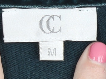 CC Women's Green Cardigan M with Sequin Accents