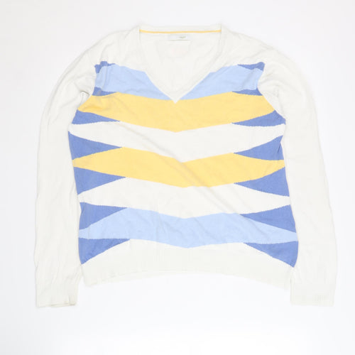 Liz Golf Women's Multicoloured V-Neck Pullover Jumper Size L