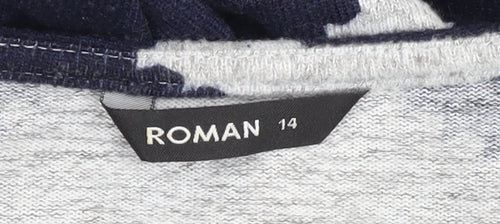 Roman Women's Blue Grey Full Zip Jumper Size 14