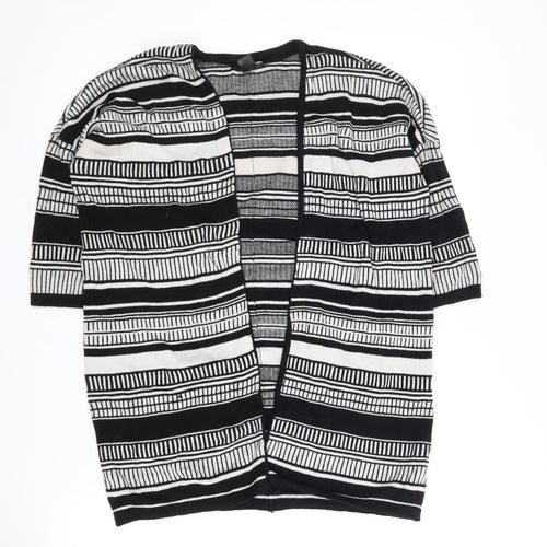 Esmara Women's Black Striped Open Front Cardigan Size 10