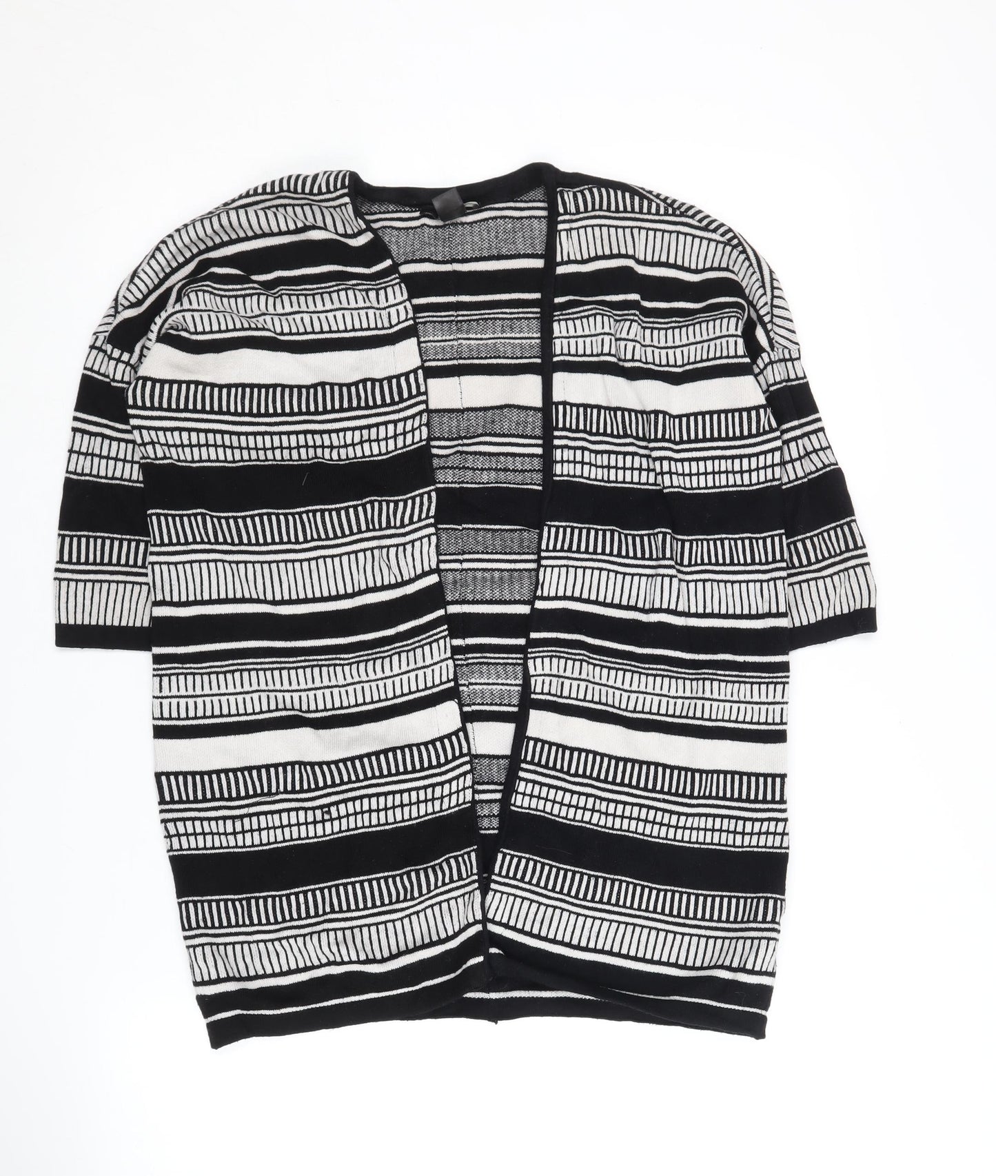 Esmara Women's Black Striped Open Front Cardigan Size 10