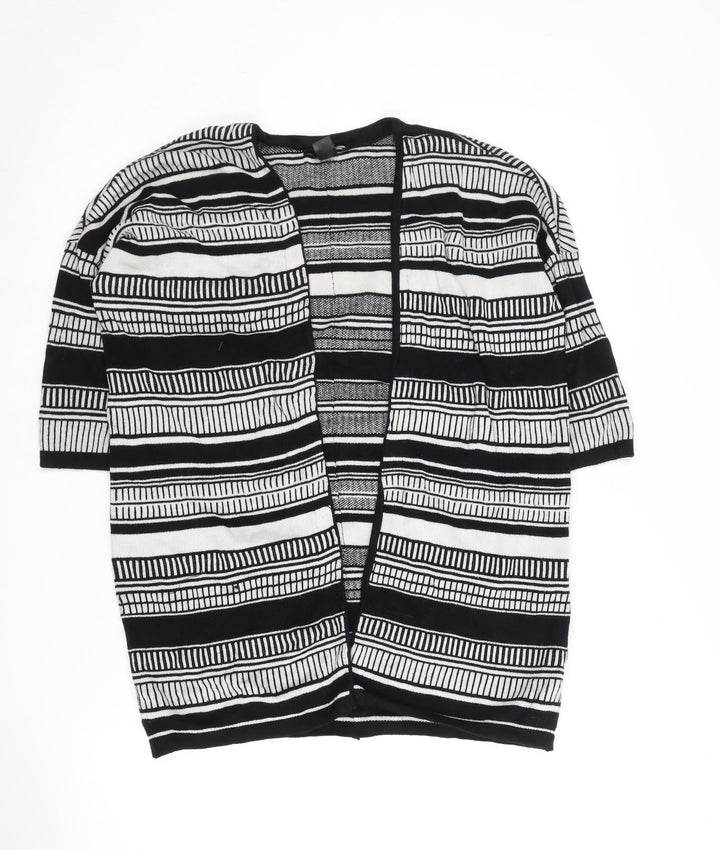 Esmara Women's Black Striped Open Front Cardigan Size 10