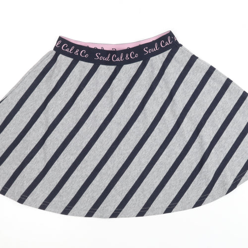 SoulCal & Co Women's Grey Blue Striped Skirt XS