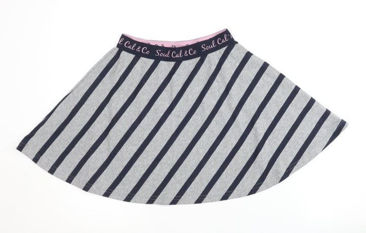 SoulCal & Co Women's Grey Blue Striped Skirt XS