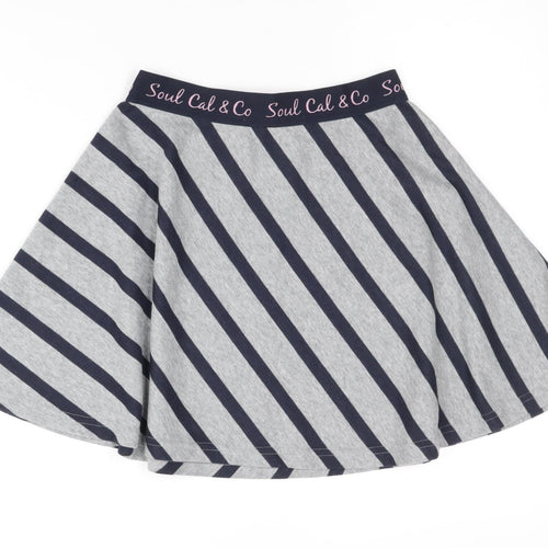 SoulCal & Co Women's Grey Blue Striped Skirt XS