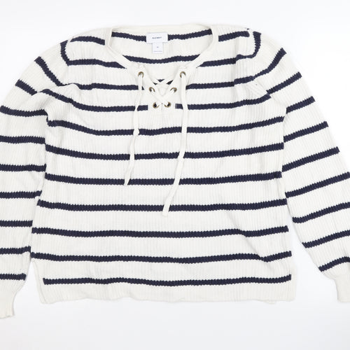 Old Navy Women's White Stripe Pullover Jumper XS Casual