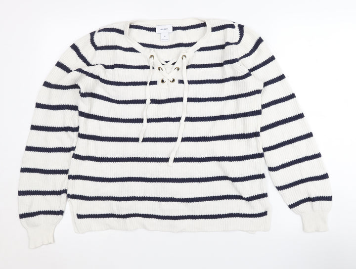 Old Navy Women's White Stripe Pullover Jumper XS Casual
