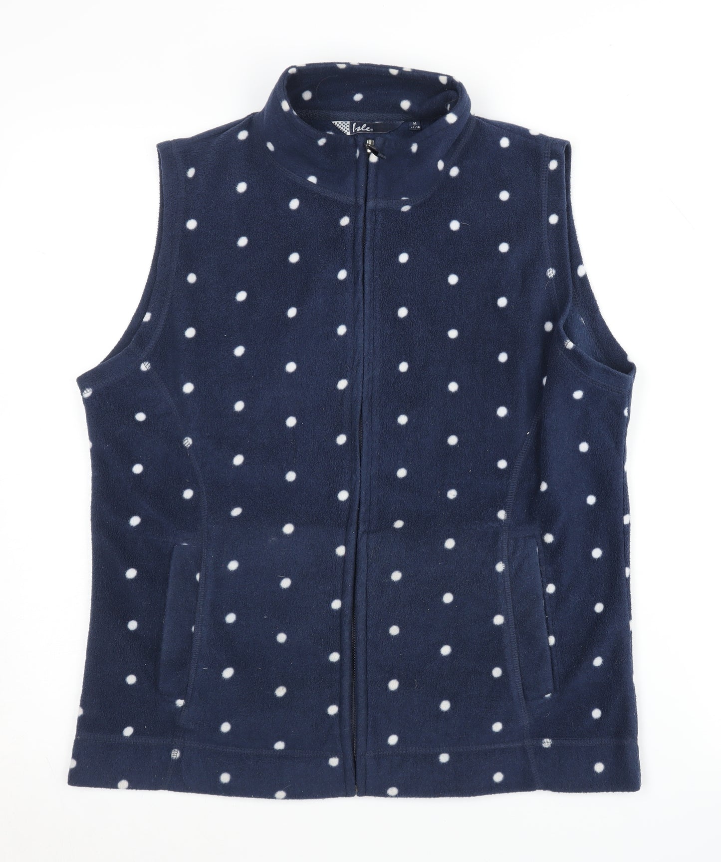 Isle Women's Blue Polka Dot Fleece Waistcoat M
