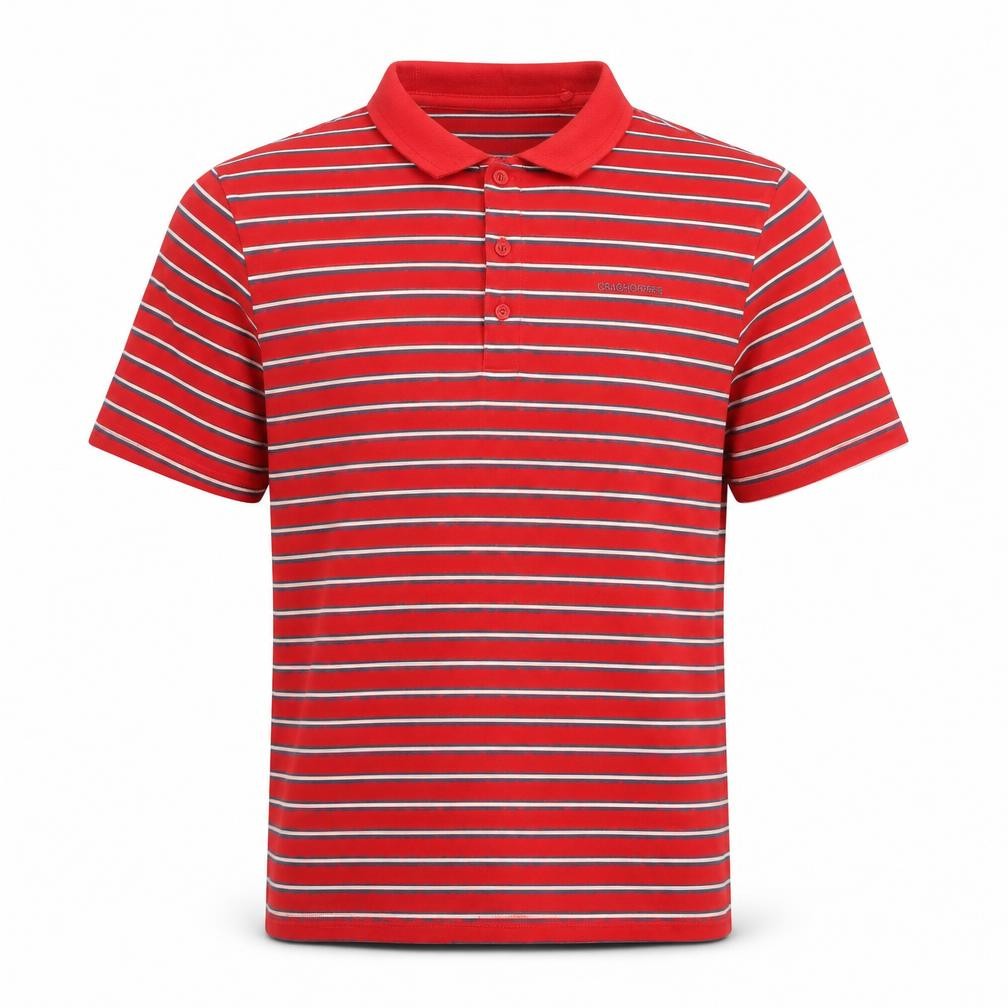 Craghoppers Men's Red Striped Polo Shirt, Size M