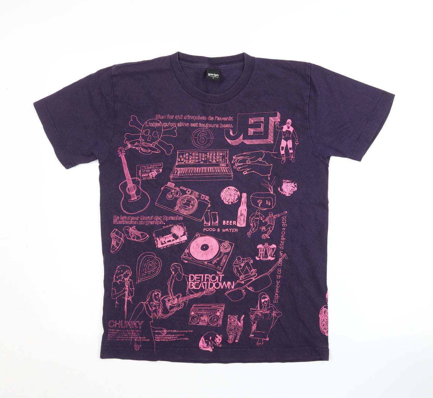 graniph Men's Purple Music Graphic Print T-Shirt S