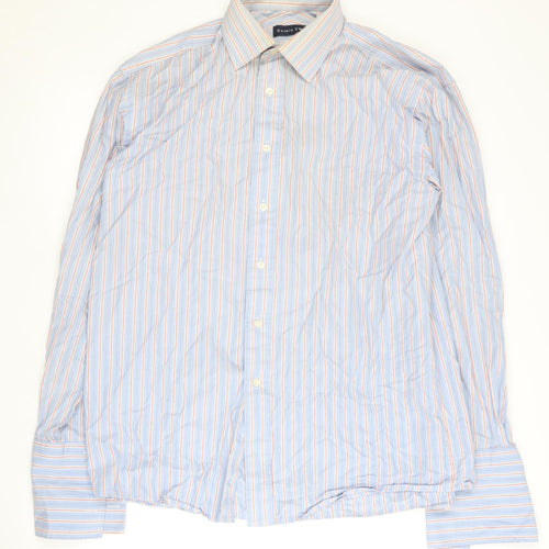 Double TWO Men's Blue Striped Dress Shirt 15.5