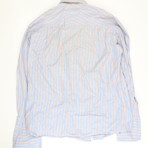 Double TWO Men's Blue Striped Dress Shirt 15.5