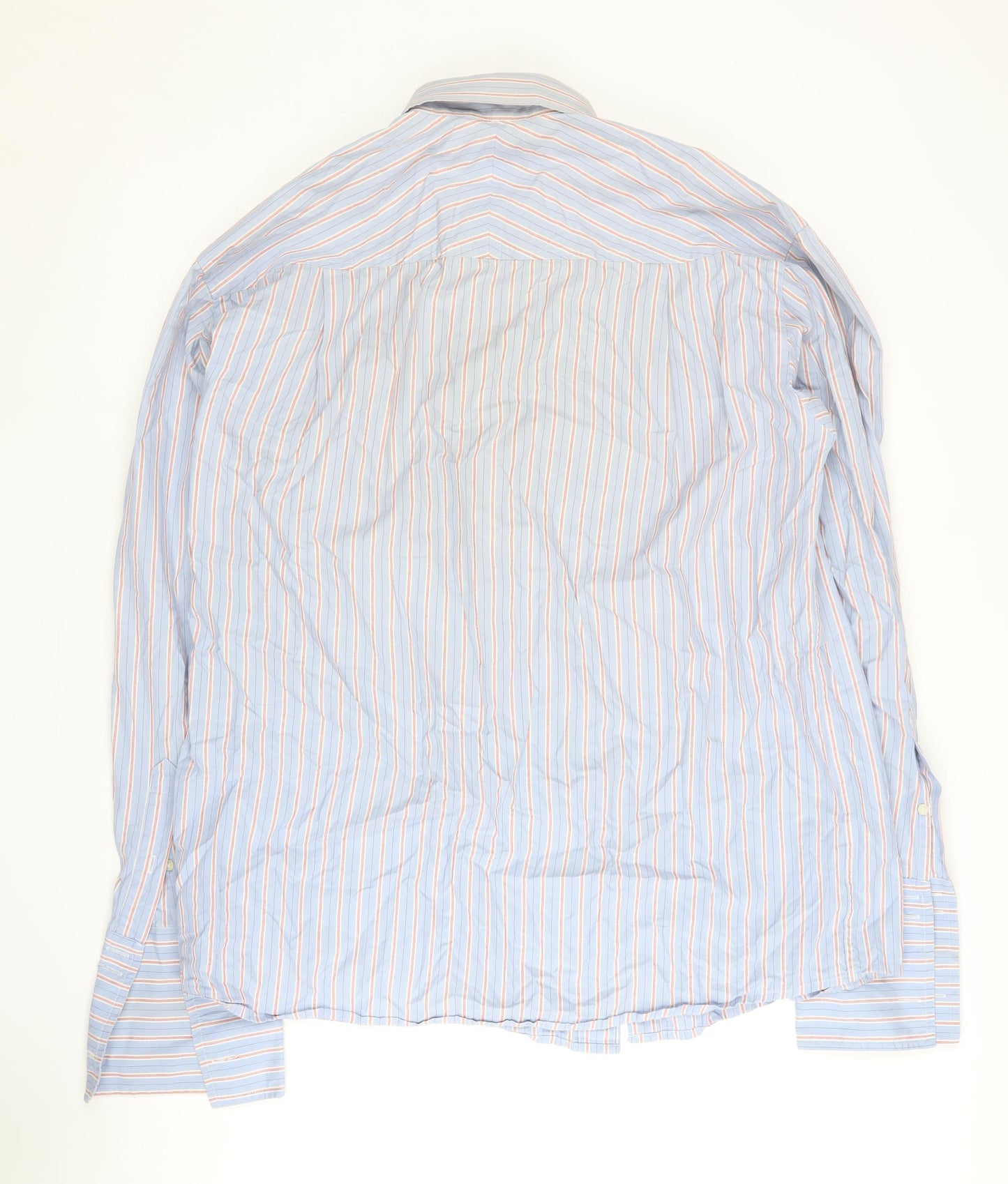 Double TWO Men's Blue Striped Dress Shirt 15.5