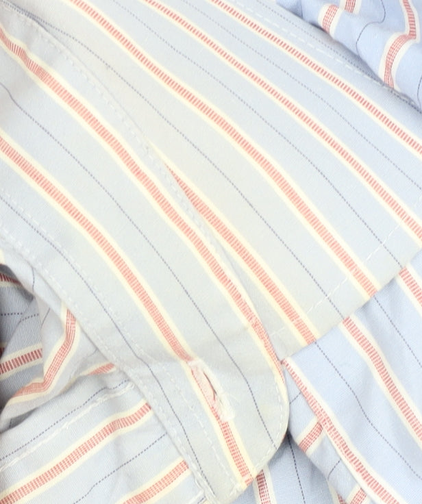 Double TWO Men's Blue Striped Dress Shirt 15.5