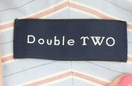 Double TWO Men's Blue Striped Dress Shirt 15.5