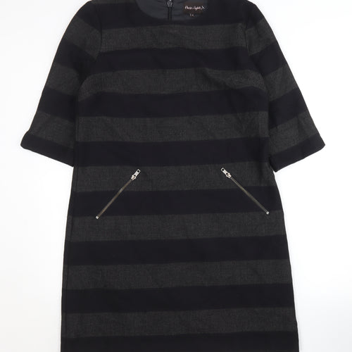 Phase Eight Women's Black Striped Shift Dress Size 12