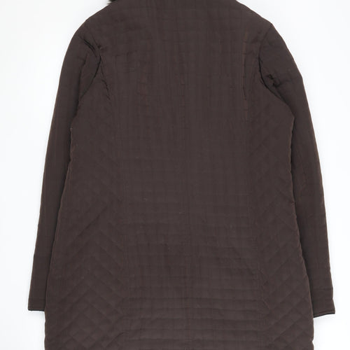 Debenhams Women's Brown Quilted Coat Fur Trim