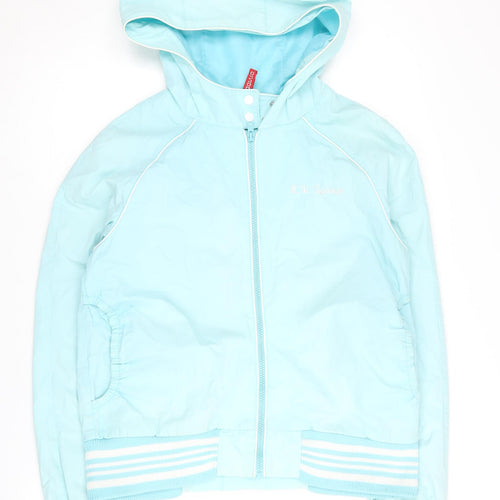 H&M Women's Blue Hooded Jacket, Size 12, Casual Style
