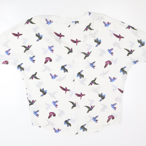 Oasis Women's Multicoloured Bird Print Blouse Size 8