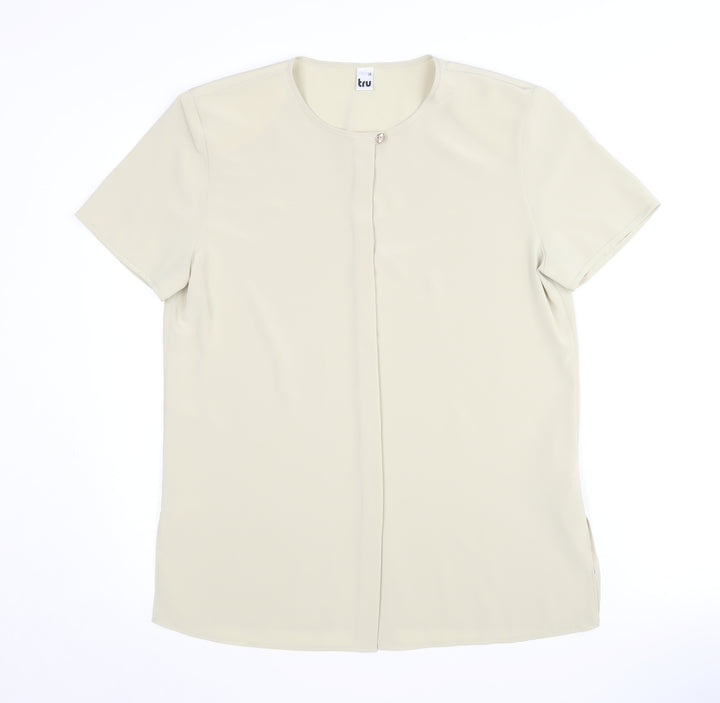 Tru Women's Beige Button Classic Top Size 12
