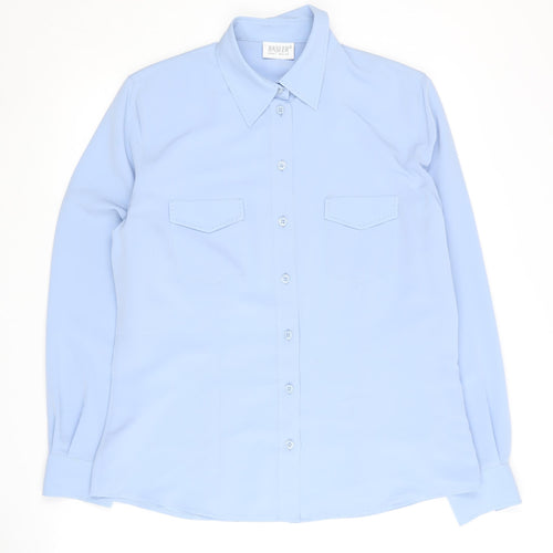 Basler Women's Blue Button-Up Shirt, Size 14, Long Sleeve