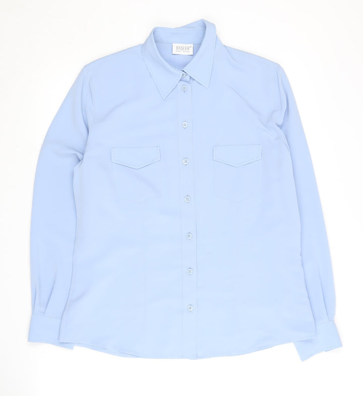 Basler Women's Blue Button-Up Shirt, Size 14, Long Sleeve