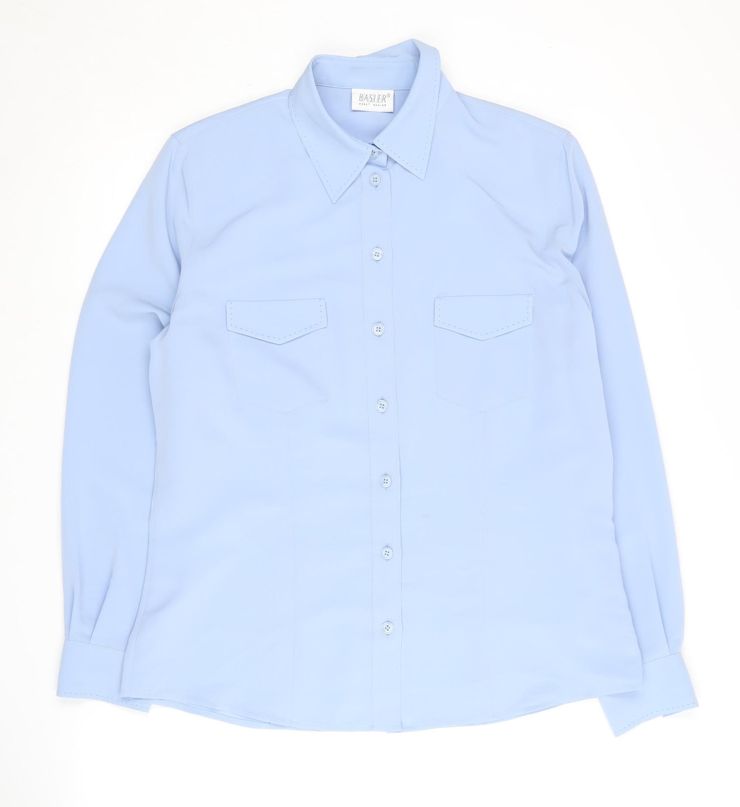 Basler Women's Blue Button-Up Shirt, Size 14, Long Sleeve