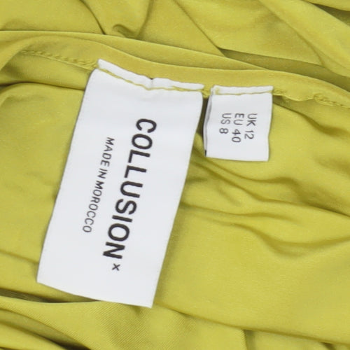 Collusion Women's Green Bodycon Dress Size 12, Modern Style