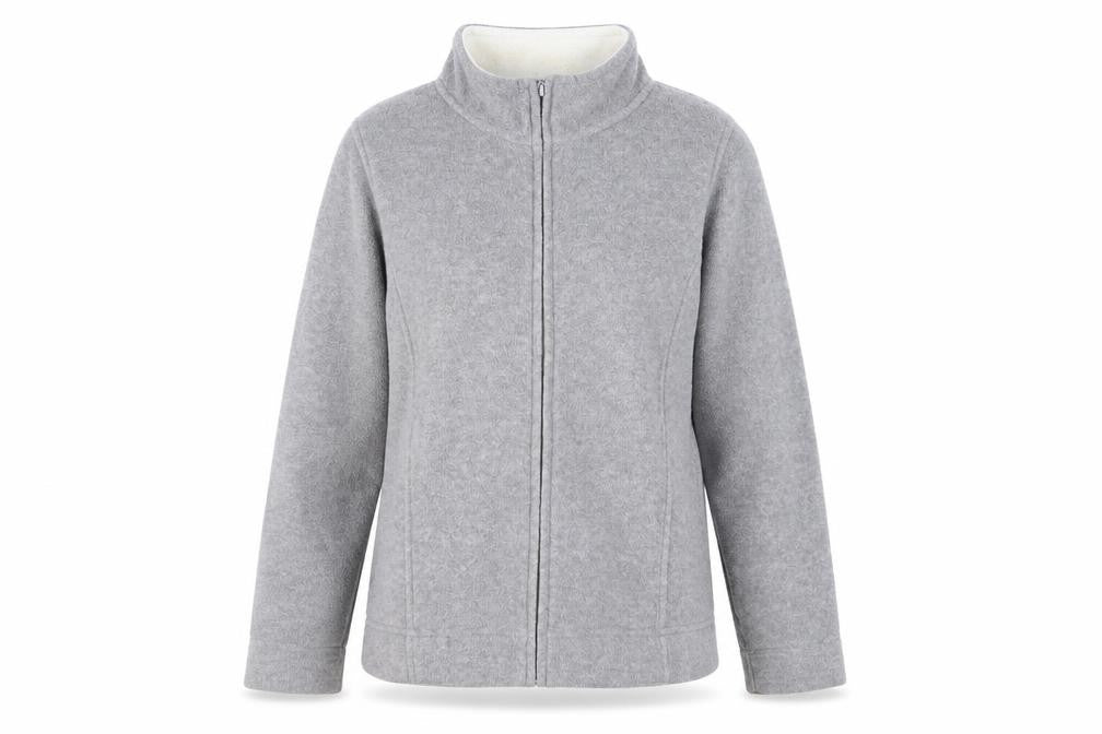 Front view of Isle Essentials Women's Grey Basic Zip Jacket