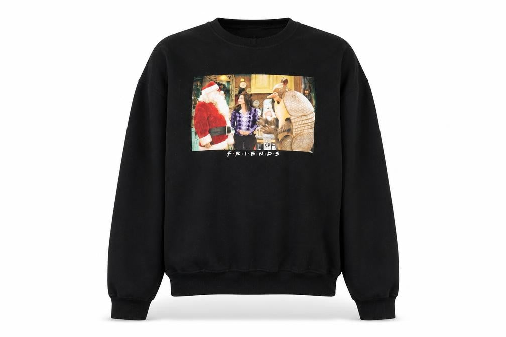 Front view of FRIENDS Black unisex l pullover sweatshirt