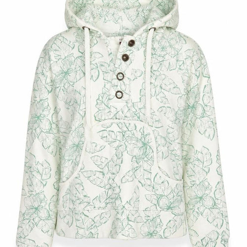 Fat Face Women's White Floral Henley Hoodie Size 10