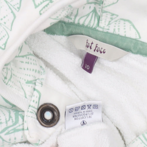 Fat Face Women's White Floral Henley Hoodie Size 10