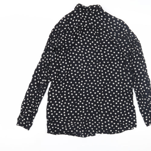 H&M Women's Black Star Blouse, Size 12, Button-Up