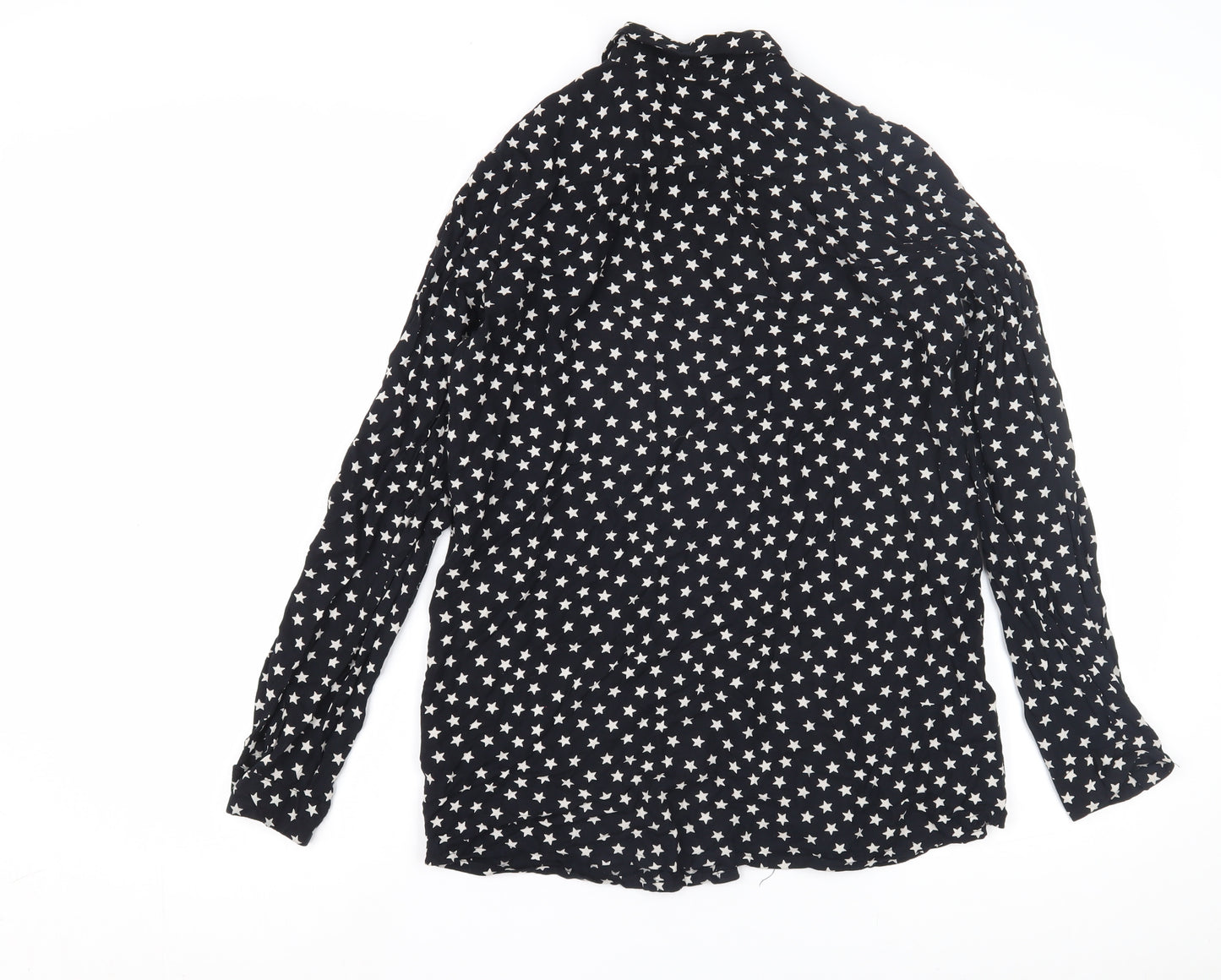 H&M Women's Black Star Blouse, Size 12, Button-Up