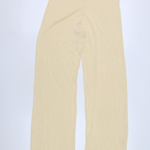 Zara Women Ivory Straight Trousers, Size L