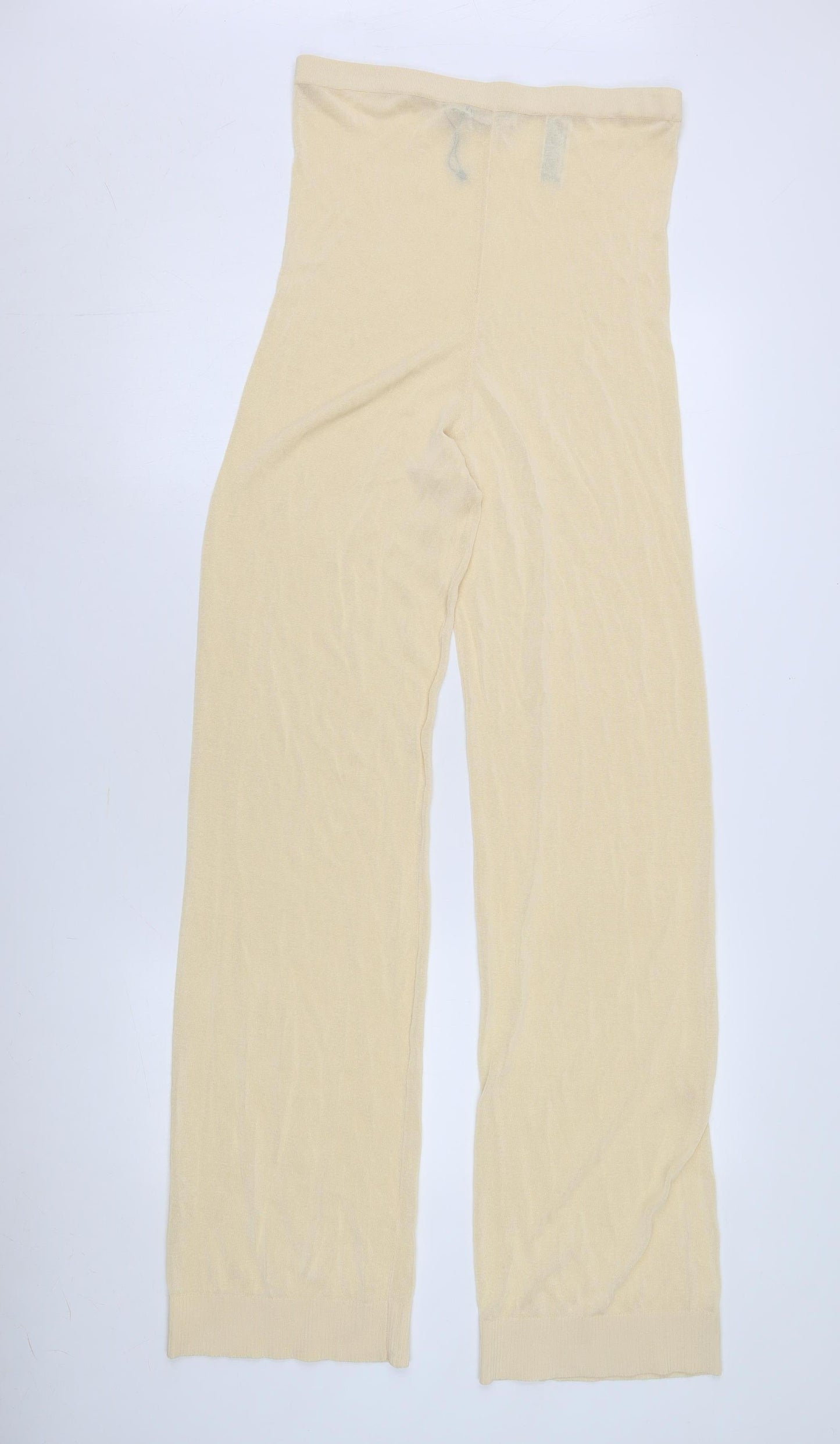 Zara Women Ivory Straight Trousers, Size L