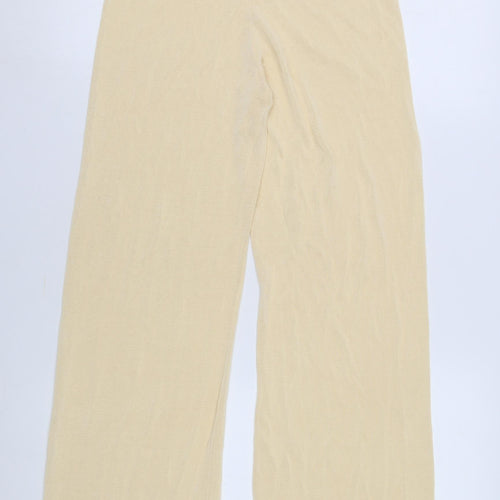 Zara Women Ivory Straight Trousers, Size L