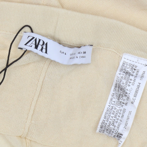 Zara Women Ivory Straight Trousers, Size L