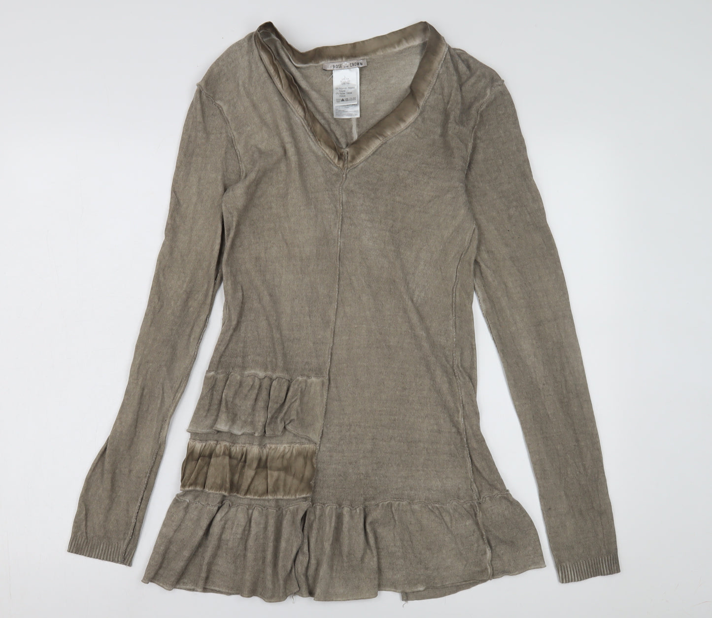 Rose and Crown Women's Beige V-Neck Top, Size L