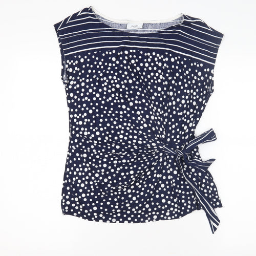 Wallis Women's Navy Polka Dot Wrap Top Size 14