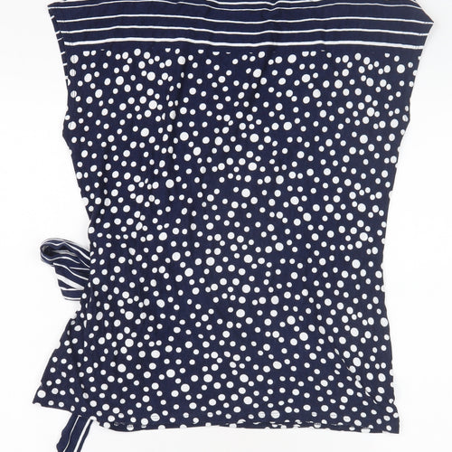 Wallis Women's Navy Polka Dot Wrap Top Size 14