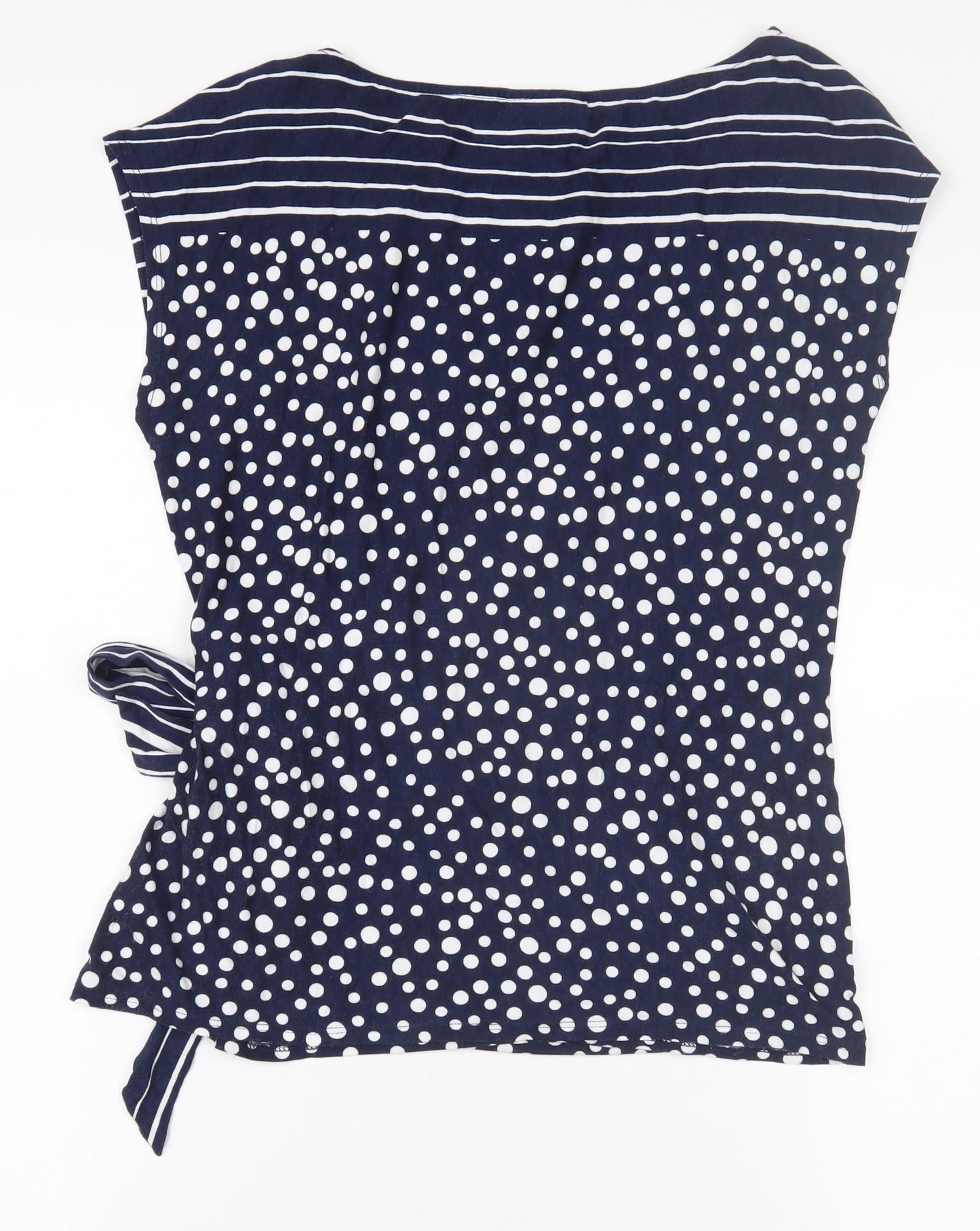 Wallis Women's Navy Polka Dot Wrap Top Size 14