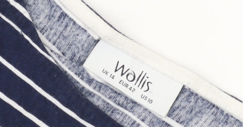 Wallis Women's Navy Polka Dot Wrap Top Size 14