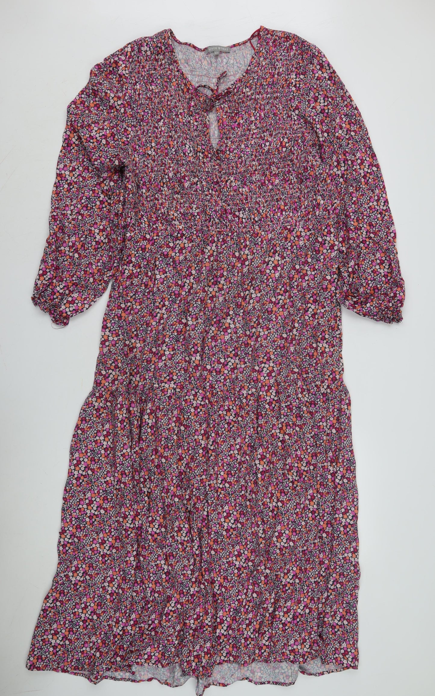 Oliver Bonas Women's Multicoloured Floral Midi Dress