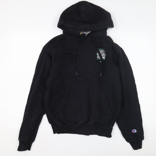 Champion Men's Black Pullover Hoodie, Size S, Logo Accent