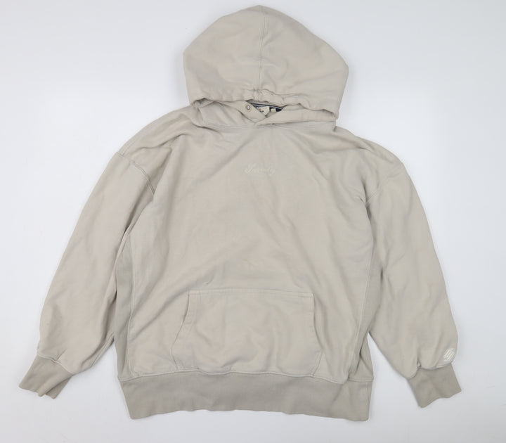 Superdry Men's Beige Pullover Hoodie M Relaxed Fit